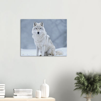 Arctische wolf canvas wanddecoratie 60x75cm woonkamer plaatsing sneeuwlandschap kunst