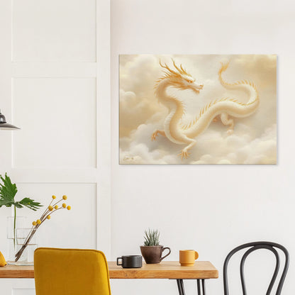 Gouden draak canvas 70x100cm wanddecoratie woonkamer oosterse wijsheid kunst aan de muur