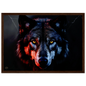 Wolf poster op hout A3 – mystieke natuur wanddecoratie in houten lijst