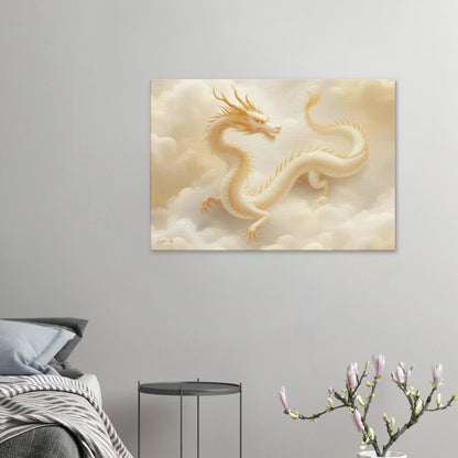Oosterse draak canvas wanddecoratie 70x100cm premium kunst aan de muur woonkamer