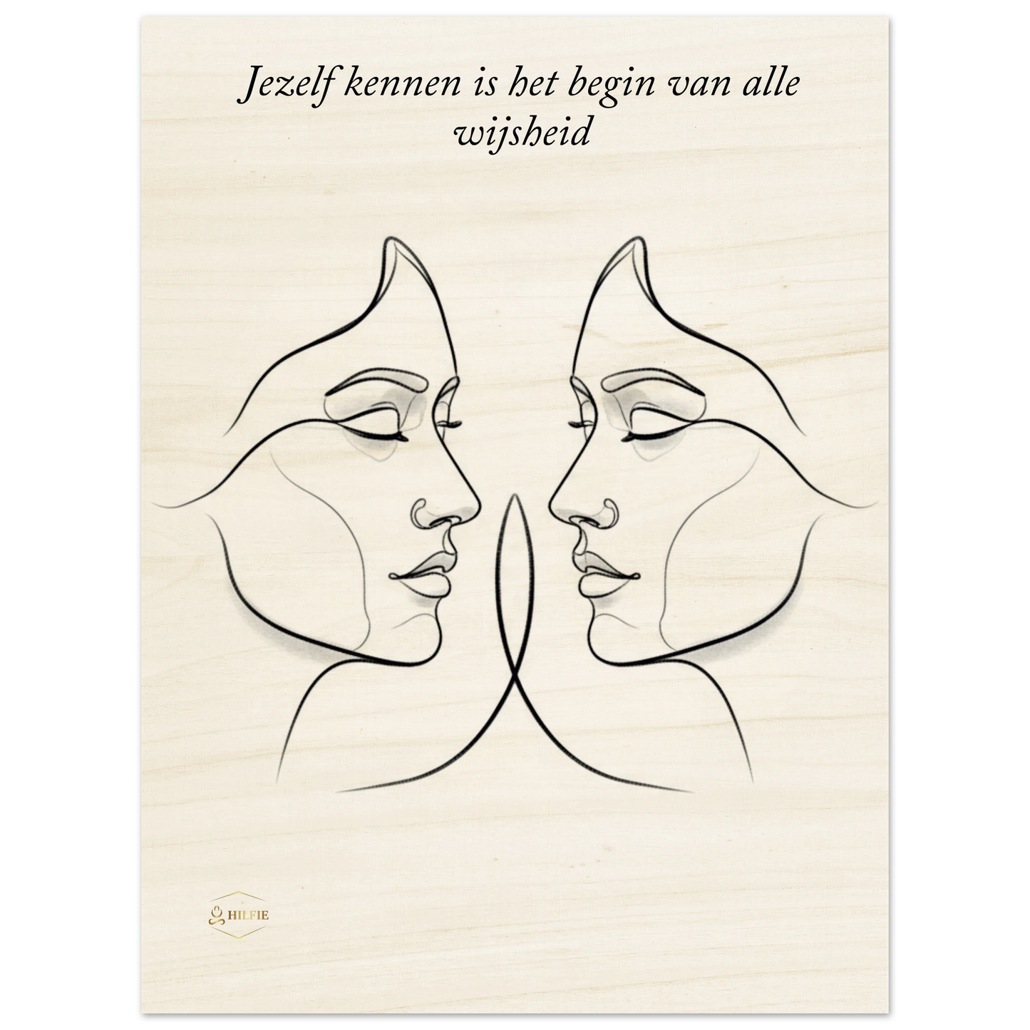 Houten poster wanddecoratie filosofische quote stoïcijns zelfkennis wijsheid 60x80cm