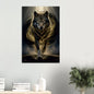Wolf aluminium print 60x90cm mystieke wolf gouden energie dibond wanddecoratie premium luxe kunst
